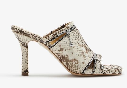 NWD Burberry Heels Python Embossed Leather Mules Slip Ons