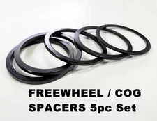 Fixed Gear Freewheel cog spacers set of 5pcs (1,1.5,2,2.5,3mm) 7075 Alloy BLACK