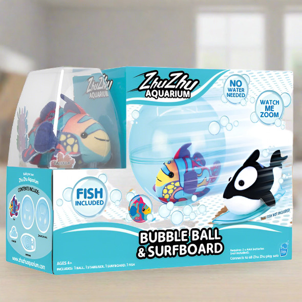 Zhu Zhu acuario bola de burbujas y tabla de surf juego de inicio con peces