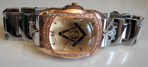 Men's Silver & Rose Gold Finish Stones Dressy Casual Mason Fashion Wrist Watch - Picture 2 of 5