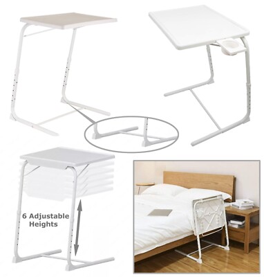 Folding Table Buddy Adjustable Freestanding Laptop Dinner Desk With Cup ...
