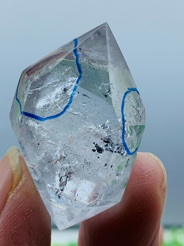 Natural Herkimer Diamond Enhydro Crystal Cluster Gem&two moving water drop 18G - Picture 4 of 7