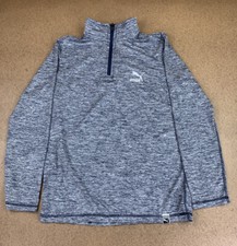 Puma Youth Size Large 14-16 Blue Gray Long Sleeve 1/2 Zip Athletic Pullover