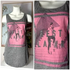 Old Navy Active Heather Grey Pink Rest Later Graphic Workout Tank Top Size XL