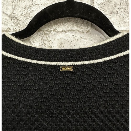 St. John schwarz & weiß gestreifte offene Kaschmir-Wollmischung Strickjacke Medium - Bild 5 von 11
