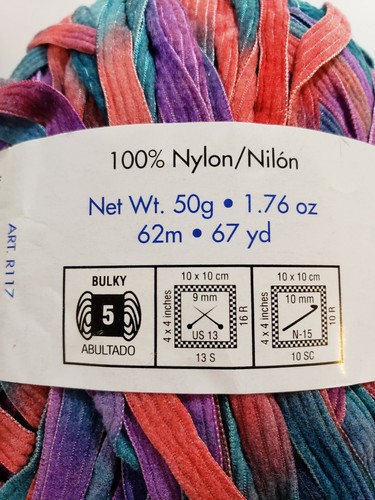Moda-Dea Ticker Tape Lot of 2 Skeins 100% Nylon Multi Color Festival - Picture 3 of 6