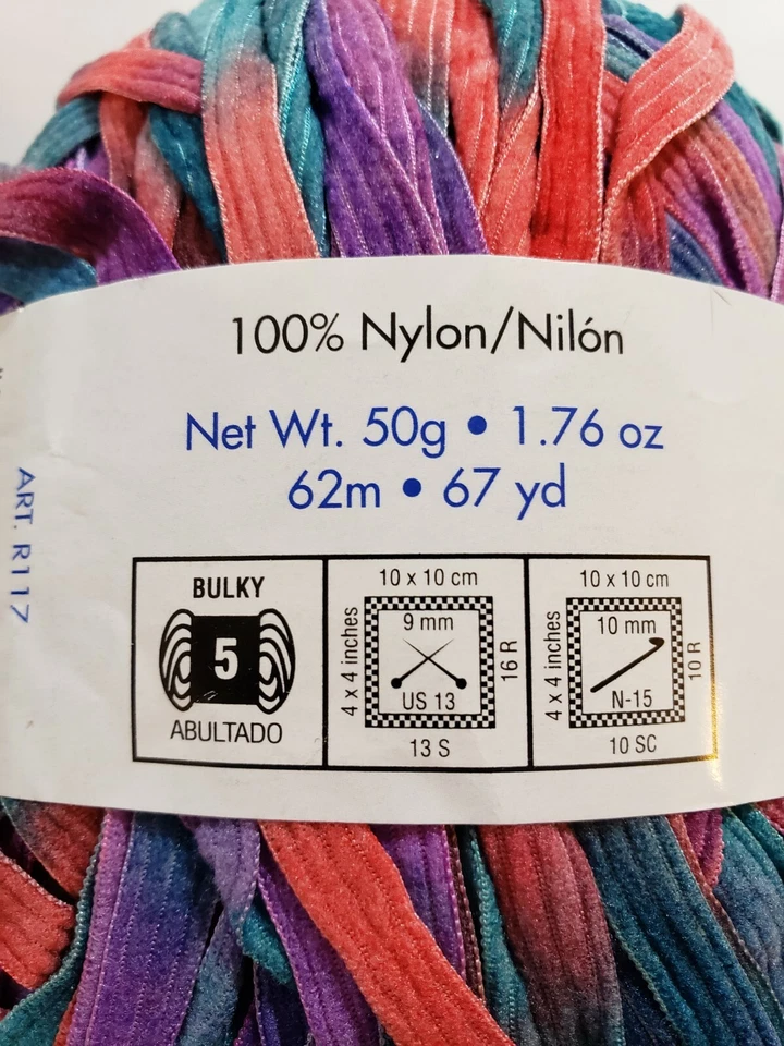 Moda-Dea Ticker Tape Lot of 2 Skeins 100% Nylon Multi Color Festival - Image 3 of 4