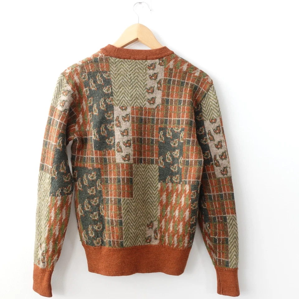 Suéter De Colección DAKS Londres Pequeño Marrón Retazos Jersey Cuadros Pata de Gallo Delgado Años 90 Foto 3 de 4