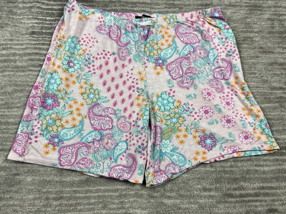 Pantalones Cortos para Dormir Ellen Tracy Para Mujer Pequeños Rosa Paisley Floral Mezcla de Rayón Foto 3 de 4