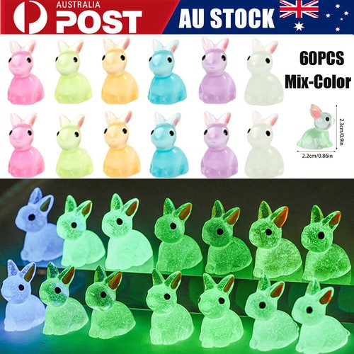 60X Mini Resin Luminous Rabbit Tiny Bunny Figurines Bulk Fairy Garden ...