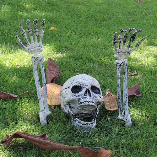 3 Pcs Skull Skeleton Decors Fake Skeleton Head and Hands Set Plastic for weBSO - Picture 3 of 9