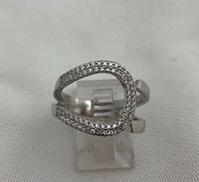 Sterling Silver .925 15mm Wide CZ Adjustable Ring Size 7 Adjustable