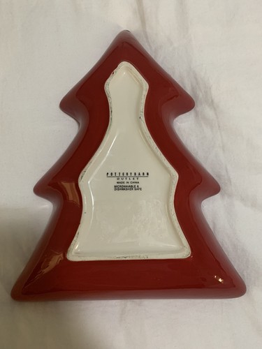 pottery barn red christmas tree dish 12” Long - Picture 3 of 4