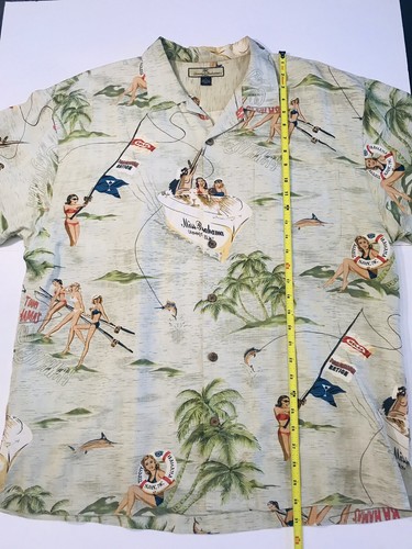 Tommy Bahama Floral Hawaiian Shirt Mens XL 100% Silk (small Hole) Hula Girls - Picture 14 of 18