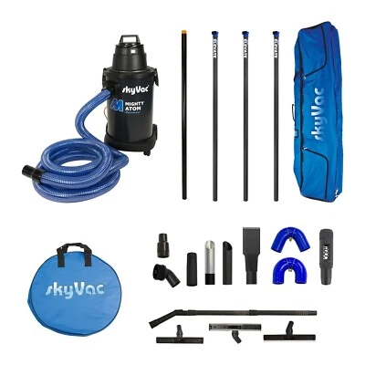skyVac Mighty Atom Gutter Vacuum, Premium 44mm Clamped Pole Packages.
