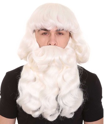 Herren Weihnachtsmann Perücke & Bart, Cosplay Perücken, Premium Atmungsaktiv Capless Cap