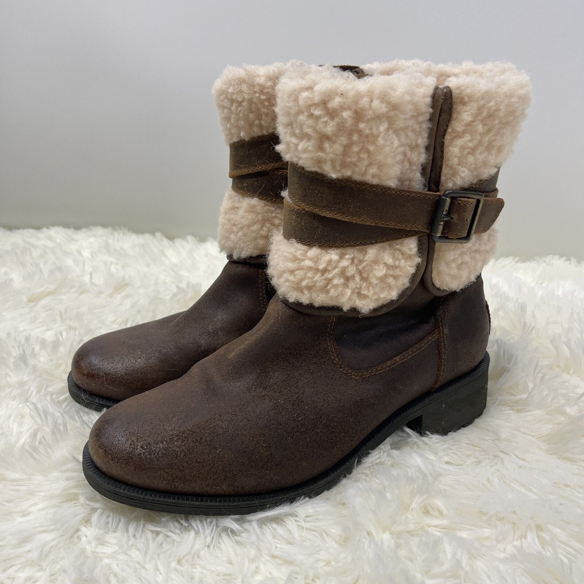 UGG Australia Blayre III Women’s Shoes SZ Stout Leather Sheepskin Zip  Boots
