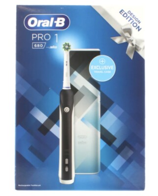 ORAL-B Pro 1 680 Wiederaufladbare Zahnbürste Design Edition mit Reiseetui Schwarz