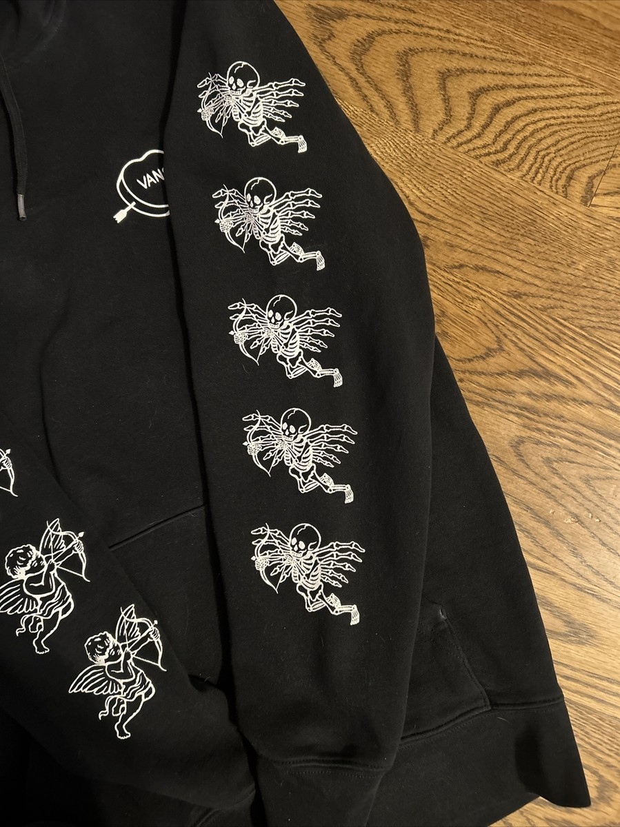 Vans Black Sweatshirt Hoodie Men's Small, Cupid and Heart Vans Black Sweatshirt Hoodie Men's Small, Cupid and Heart
