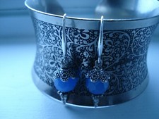 925 Silver Blue Light Sapphire Drop Earrings