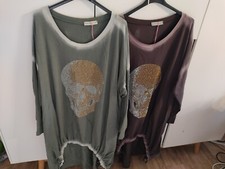 MADE IN ITALY cooles Vokuhila Longshirt  Strass Skull Gr. 44 46 48 NEU