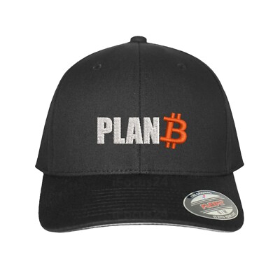 Bitcoin Plan B Embroidered Fitted FlexFit Hat, Bitcoin Cap, Plan B BTC Hat