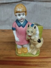 1930's LITTLE ORPHAN ANNIE and SANDY bisque figural toothbrush holder
