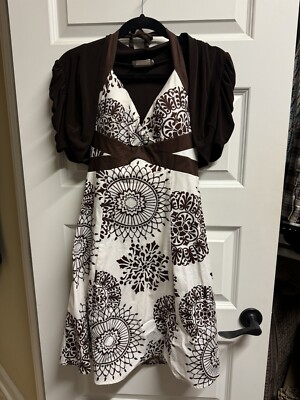 Pinup Style Dress With Matching Shrug Bolero Brown Stretch Size 9 | eBay