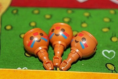 PLAYMOBIL X3 PLUMAS ROSAS INDIOS PLUMA INDIO INDIAS INDIA CABEZA PELO CABALLOS