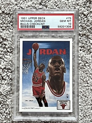 PSA 10 GEM MINT BASKETBALL CARD 1991 UPPER DECK MICHAEL JORDAN HOF 75 CHECKLIST