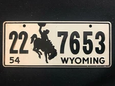1953-54 General Mills Wheaties Tin Mini Bicycle License Plate - Wyoming