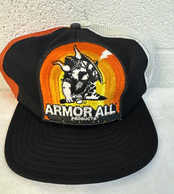 Vintage 80s Armor All Products Patch Car Promo Color Block Snapback Trucker Hat