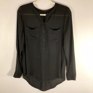 sheer long sleeve button down top