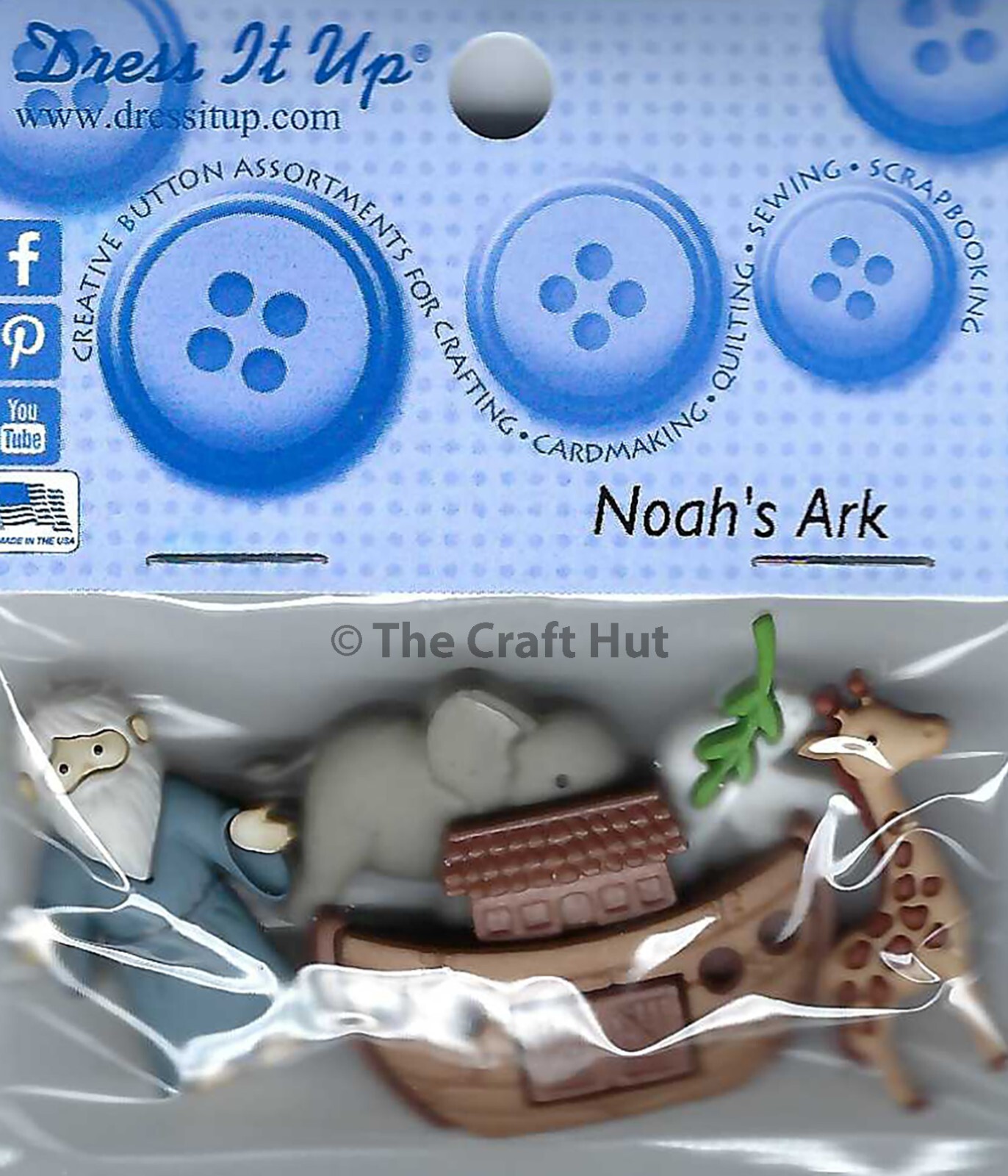 Dress It Up Novelty Shank Buttons Noah's Ark Animals Giraffe Sewing Craft New