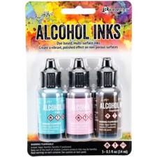 Tim Holtz Alcohol Ink .5oz 3/Pkg Retro Cafe-Pool/Pink Sherbert/Espresso new