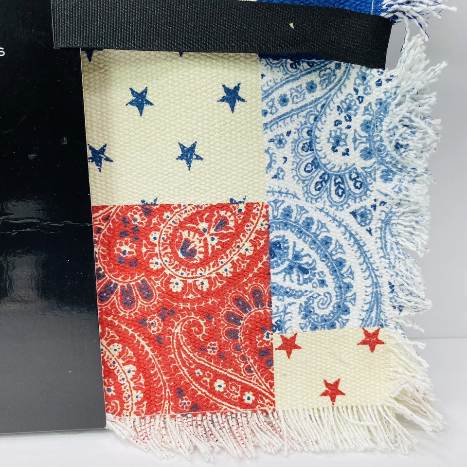 Ralph Lauren RL Americana Bandanna Cotton Placemats Red Wht Blu Stars NEW Set/4 - Image 3 of 4