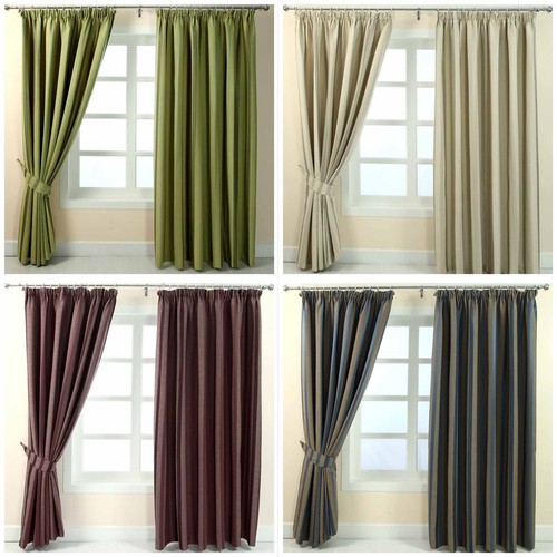 Pencil Pleat Jacquard Striped Curtains Fully Lined Blue Cream Green Purple Pencil Pleat Jacquard Striped Curtains, Blue And Beige Striped Curtains