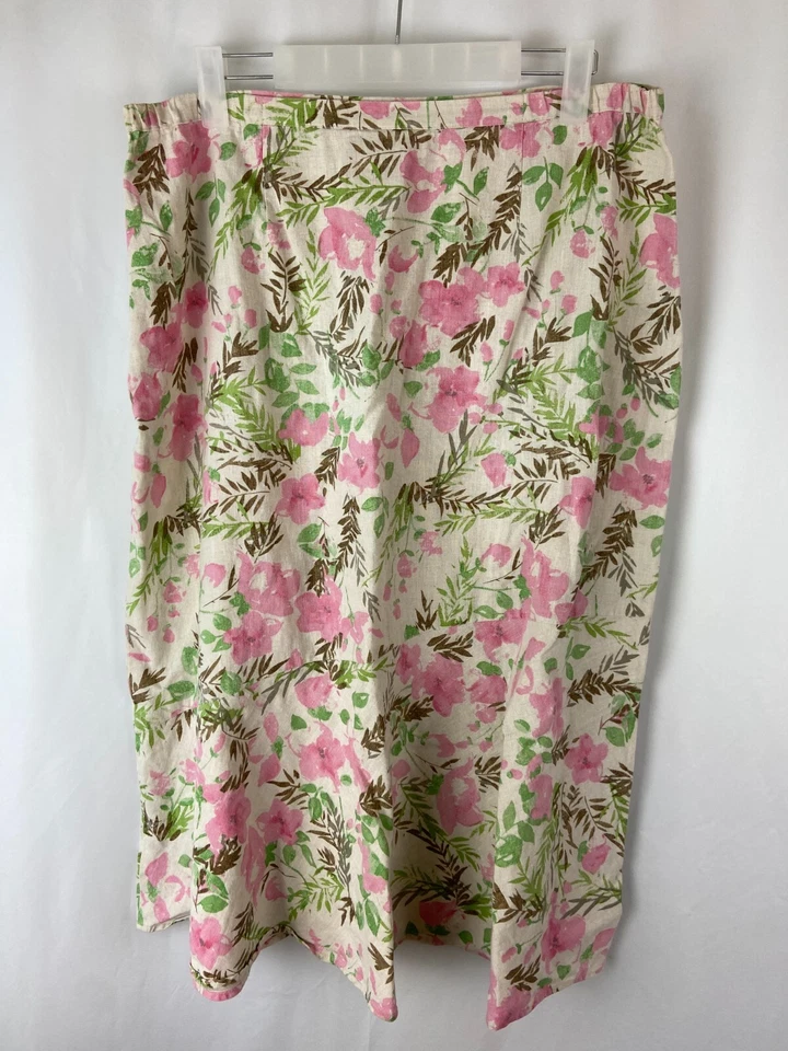 Falda para mujer Jennifer Moore talla 12 floral rosa verde con cremallera lateral Foto 2 de 4