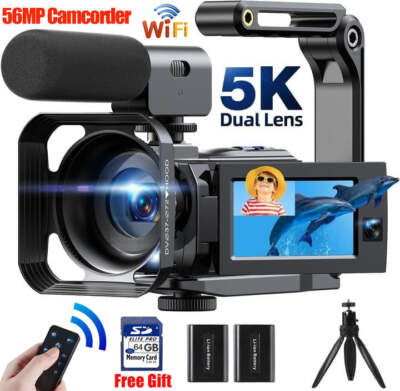 5K Videokamera Camcorder Doppellinse 56MP WiFi Vlogging Kamera 16X Digital Zoom