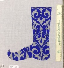 Dream House Handpainted Needlepoint Canvas Damask Jester Holiday stocking SALE