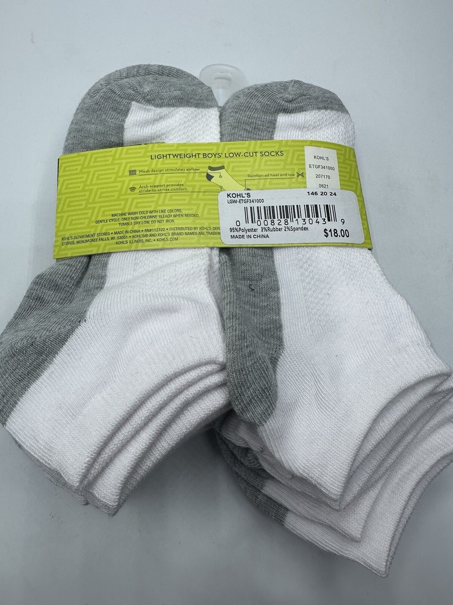 NWT 10 Pack Boys Tek Gear LOW CUT Socks Size 9-11 Shock Absorb