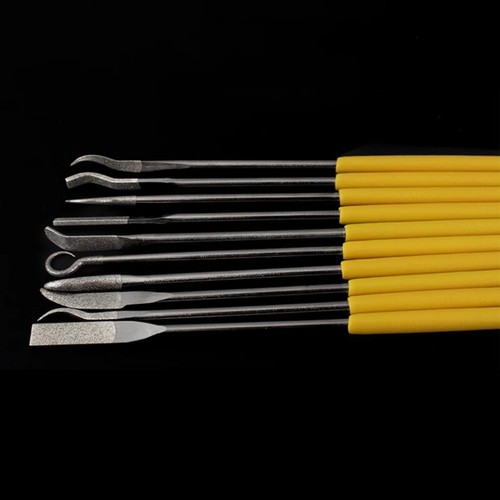 Diamante Precisione Riffler File Set Lima Aghi 10pz per Gioielli Vetro 150/400# - Foto 2 di 7