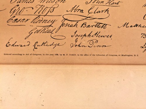 Tobin Engraving of Independence Hall 1899 w/ Facsimile Signatures of Declaration - Picture 4 of 11