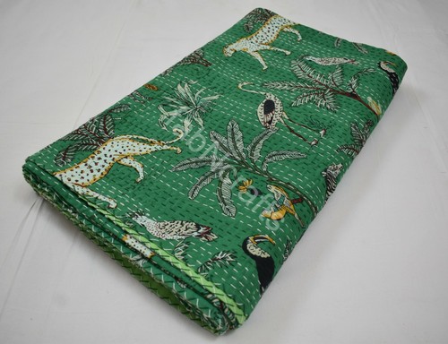 Black Patchwork Handmade Bedding Kantha Quilt Bedspread Throw new bed covers - Picture 32 of 48