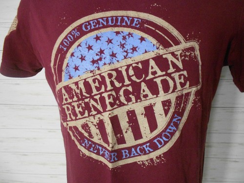 GRUNT STYLE Medium to SLIM Large American Renegade Never Back Down T-SHIRT USA - Afbeelding 3 van 9