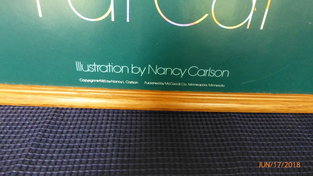 Vintage Fat Cat Poster Nancy Carlson 1985 Wood Framed 19.5 x 25.5 McCool Inc
