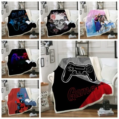 GUIDEAR Soft Warm Game Fleece Faux Fur Blanket Sofa Chair Bed Throw Single Double Size