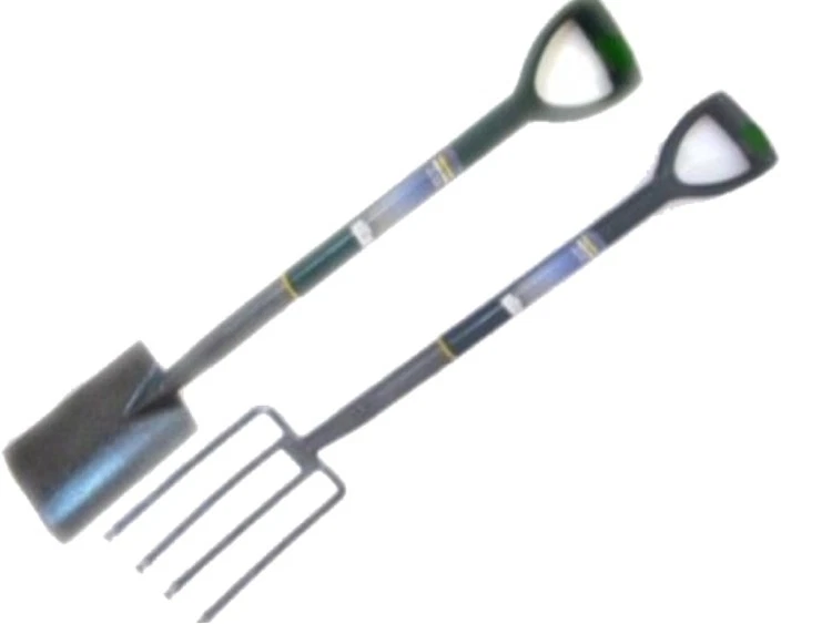 LADIES GARDEN BORDER FORK + SPADE CARBON STEEL NEW GREEN SHAFT INC