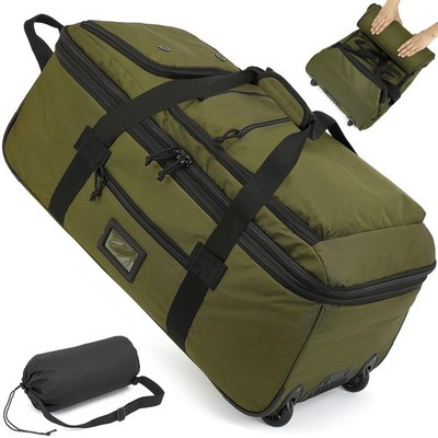 Large Foldable Duffle Bag with Wheels 85-100L Expandable Wheeled Travel Rolli...