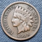 1908 S Indian Head Cent 1c Higher Grade San Francisco Key Date #100868